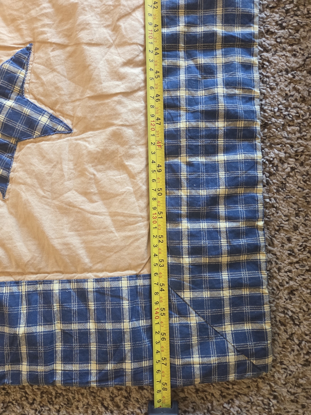 Star & Stripe Patchwork Quilted Throw - Cream and Blue - Picture 3 of 5
